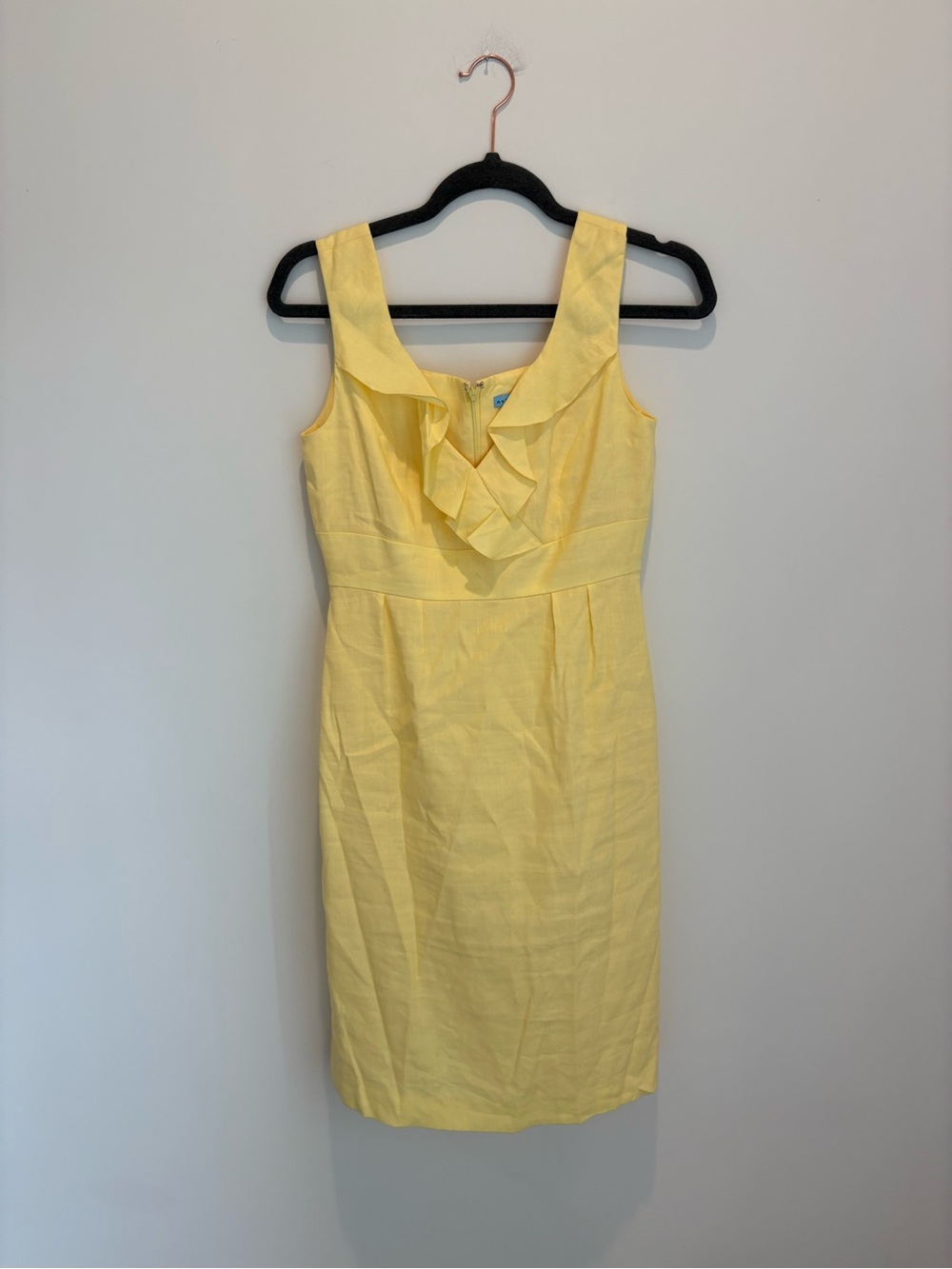 ANTONIO MELANI Sunlit Yellow Ruffle-Front Midi Dress